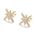 Boucles d’oreilles clou Snow dorées en acier inoxydable 316L, étoiles serties de strass