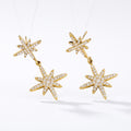 Boucles d’oreilles Snow dorées en acier inoxydable 316L avec double étoile à strass