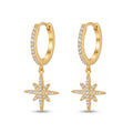 Boucles d’oreilles Snow en acier inoxydable 316L, créoles à strass avec étoile pendante