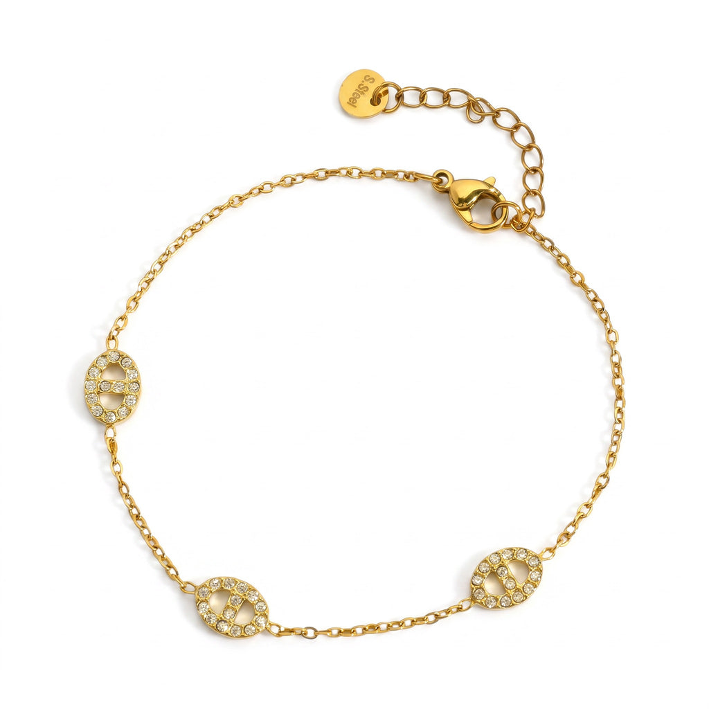 Bracelet Betty à strass en acier inoxydable 316L
