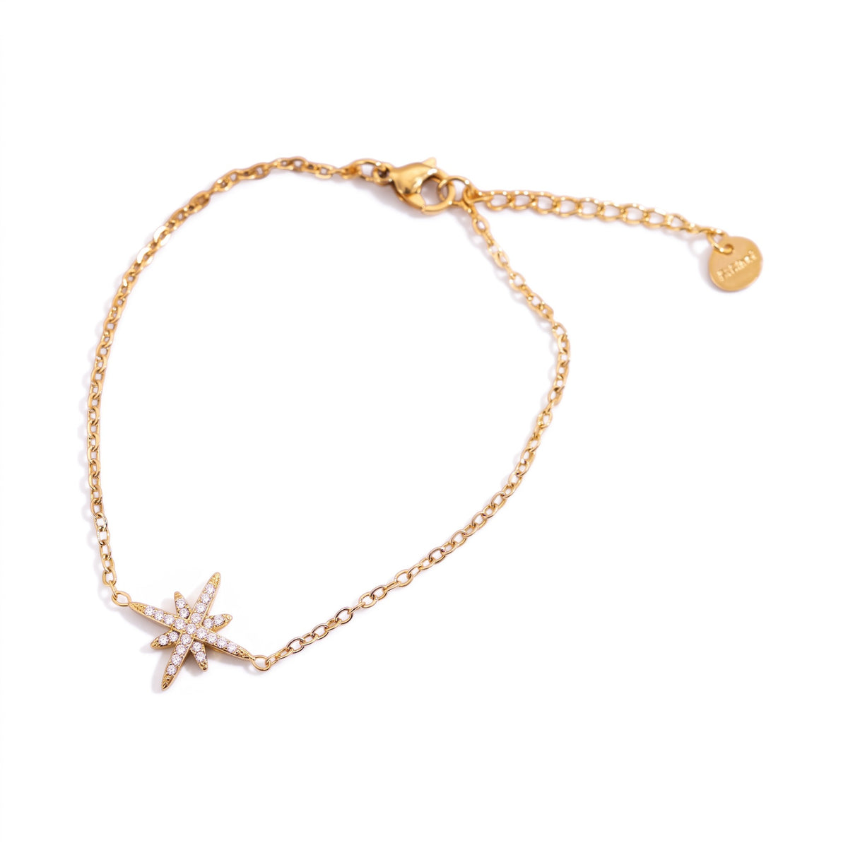 Bracelet Snow doré en acier inoxydable 316L avec étoile sertie de strass
