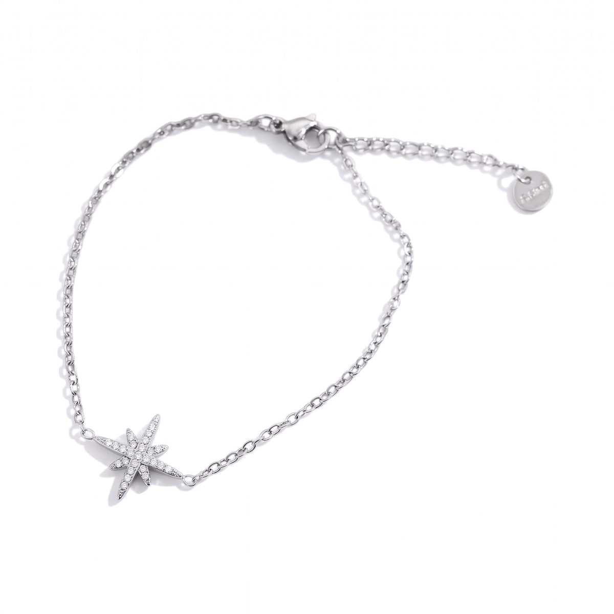 Bracelet Snow étoile à strass en acier inoxydable 316L, détail du motif