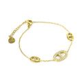 Bracelet Lisa doré en acier inoxydable 316L avec motif central serti de strass