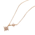 Collier Snow doré en acier inoxydable 316L avec double étoile sertie de strass
