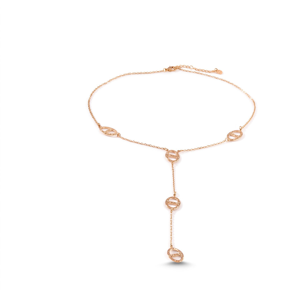 Collier Gaia en Y doré en acier inoxydable 316L avec motifs martelés