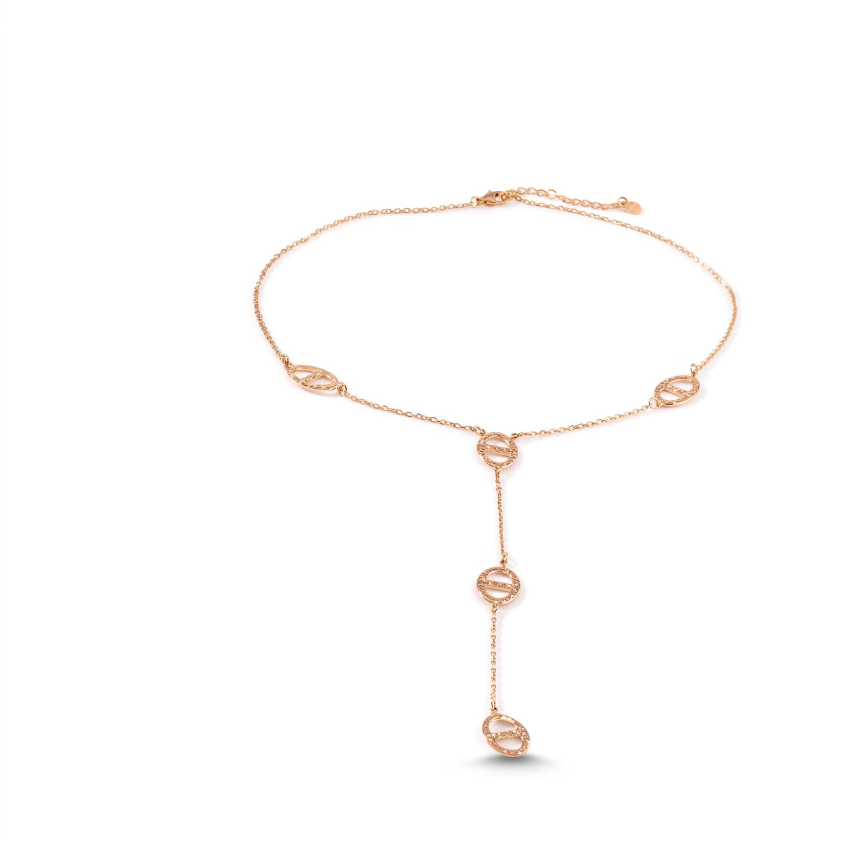 Collier Gaia en Y doré en acier inoxydable 316L avec motifs martelés