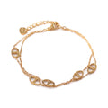 Bracelet Arya doré en acier inoxydable 316L à double chaîne et maillons graphiques