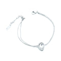 Bracelet Double Chaîne Argenté et Strass Goutte