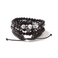 Set de 4 bracelets homme pierres, bois & cuir | Acier inoxydable 316L