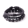 Set de 3 bracelets homme cuir & pierres naturelles | Acier inoxydable 316L