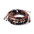 Set de 3 bracelets homme pierres naturelles & cuir | Acier inoxydable 316L