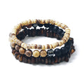 Set de 3 bracelets homme bois & pierre de lave | Acier inoxydable 316L
