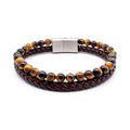 Bracelet homme cuir & pierres naturelles | Acier inoxydable 316L