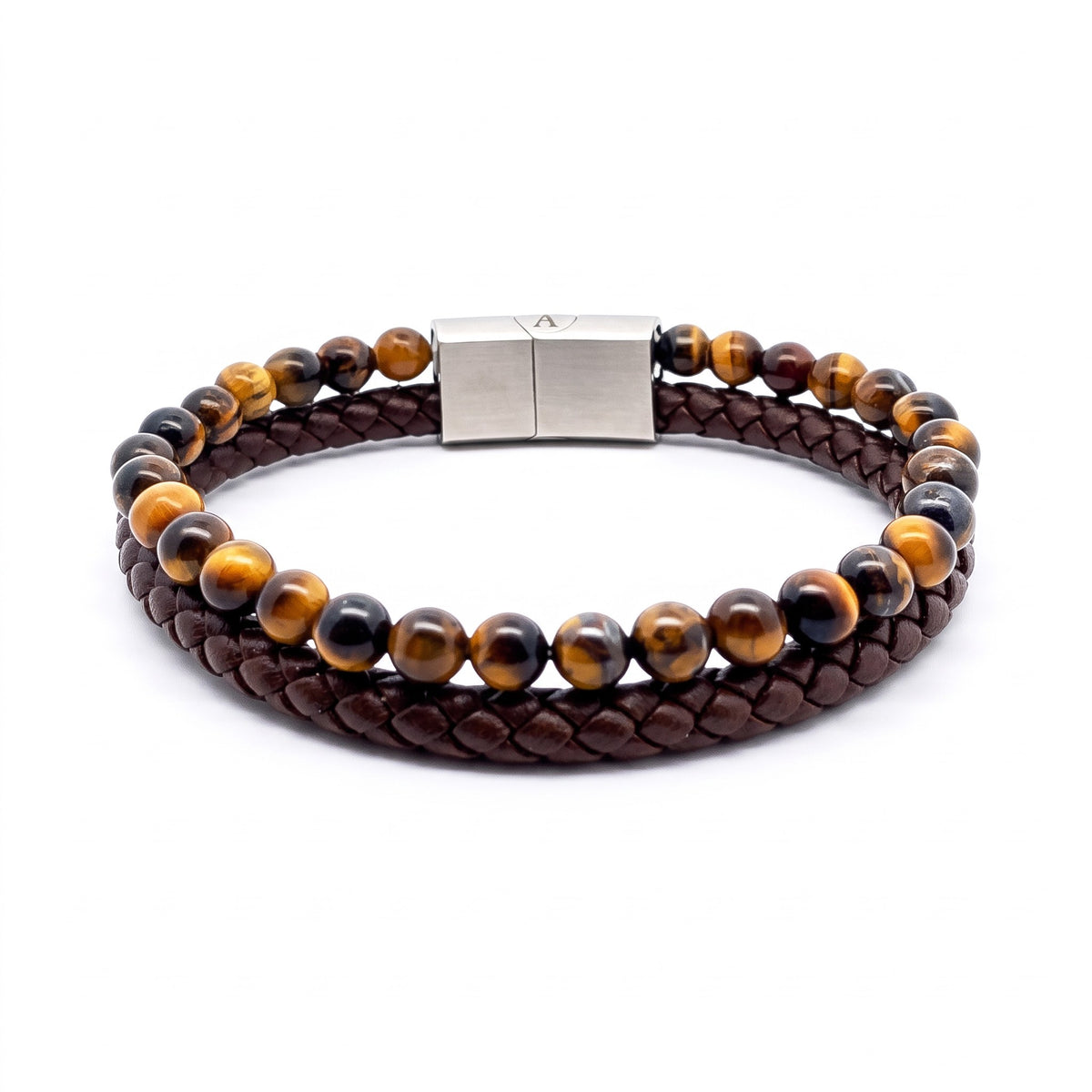 Bracelet homme cuir & pierres naturelles | Acier inoxydable 316L