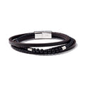 Bracelet homme multirang cuir & pierres naturelles | Acier inoxydable 316L