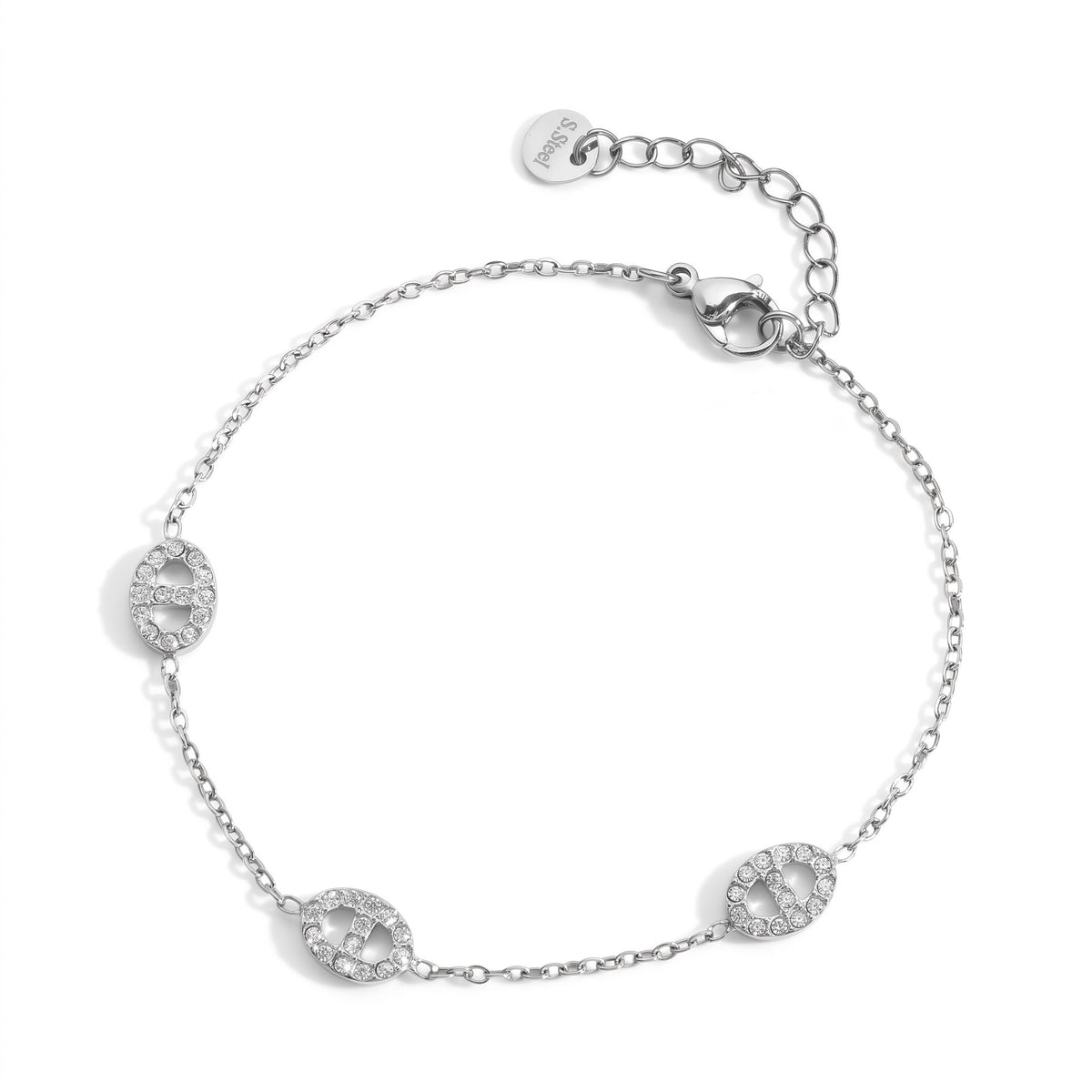 Bracelet femme Betty à strass en acier chirurgical 316L