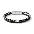 Bracelet homme double rang cuir & cristaux | Acier inoxydable 316L