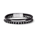 Bracelet homme double tour cuir & onyx | Acier inoxydable 316L