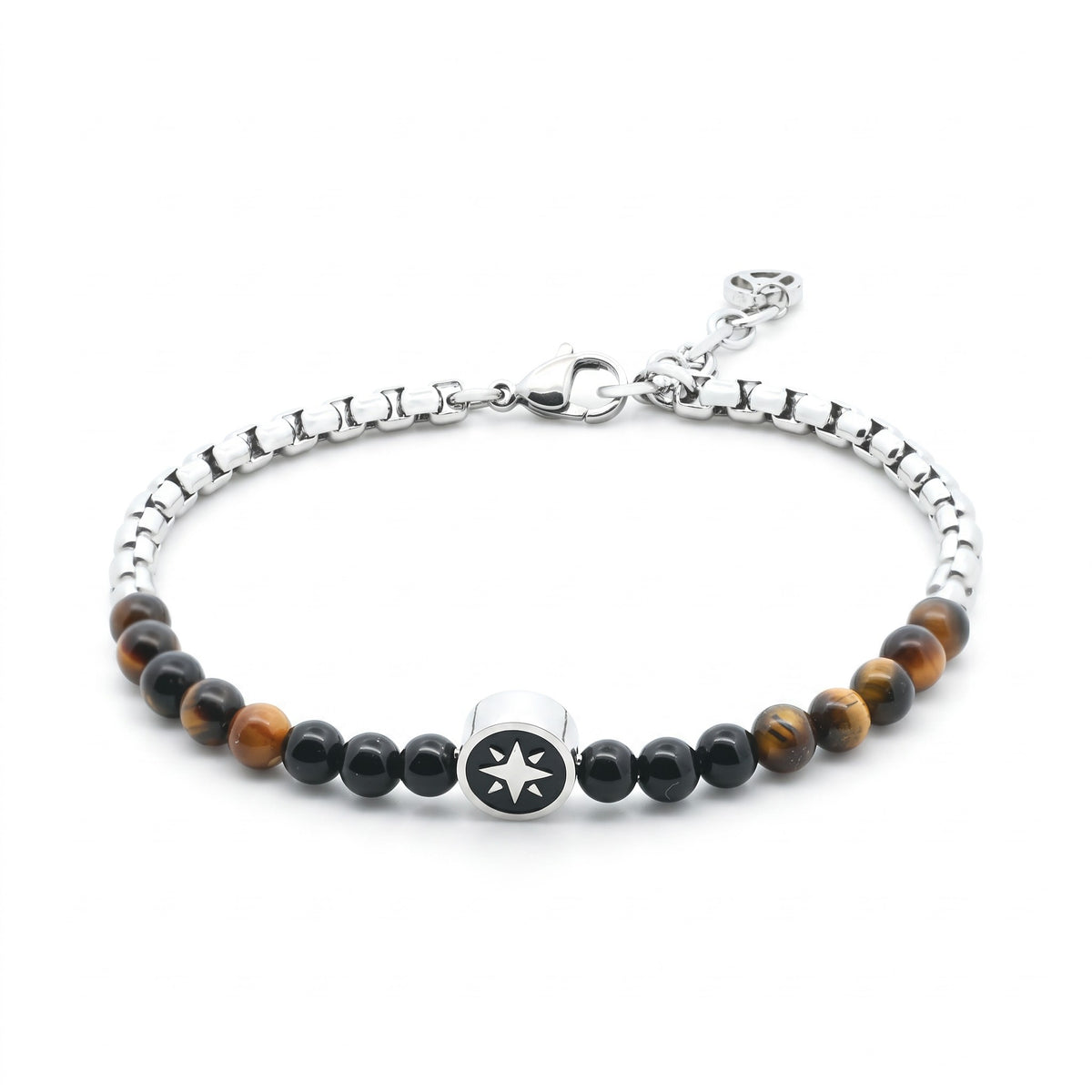 Bracelet homme Rose des Vents & pierres naturelles | Acier inoxydable 316 L