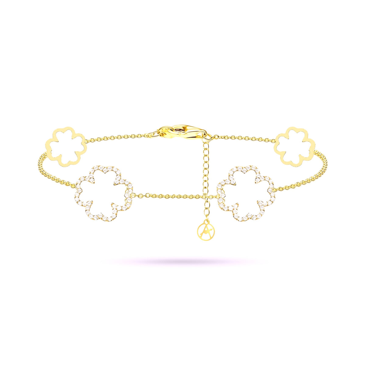 Bracelet collection Trèfle doré en acier inoxydable 316L avec pampilles trèfle
