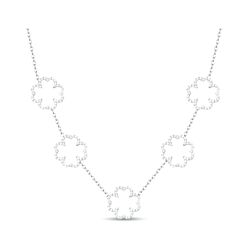 Collier collection Trèfle en acier inoxydable 316L à cinq trèfles sur chaîne fine
