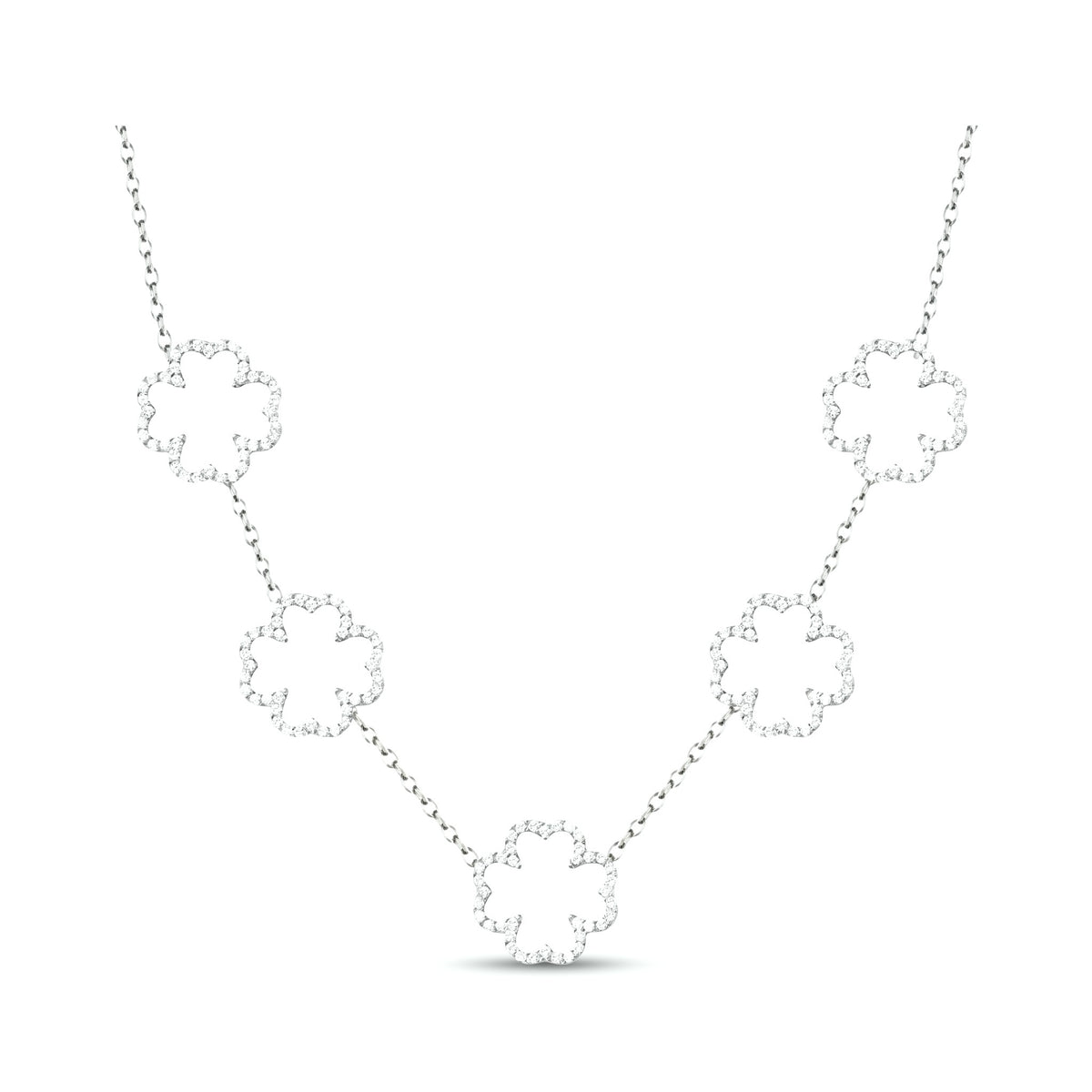 Collier collection Trèfle en acier inoxydable 316L à cinq trèfles sur chaîne fine