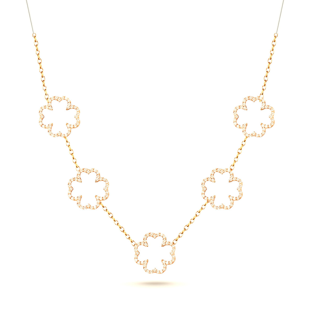 Collier collection Trèfle doré en acier inoxydable 316L avec cinq motifs trèfle