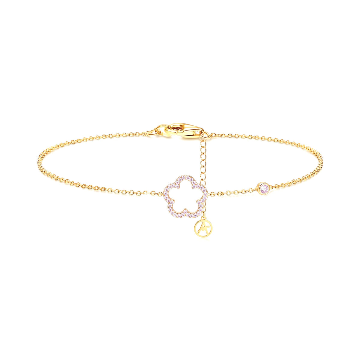 Bracelet collection Trèfle doré en acier inoxydable 316L avec trèfle ajouré contour strass