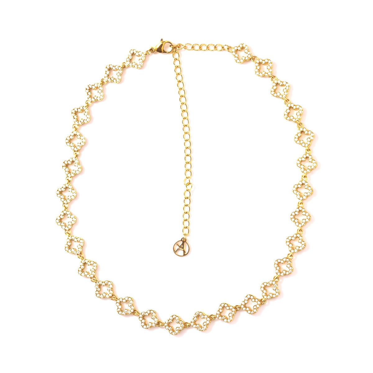 Collier collection Trèfle doré en acier inoxydable 316L avec multiples trèfles à strass