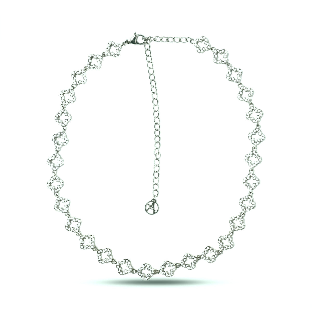 Collier collection Trèfle en acier inoxydable 316L à motifs trèfle ajourés sertis de strass